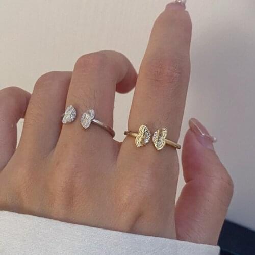 Trendy Fashion Butterfly Ring Vintage Gold Silver Color Wing Rings for Women Girl Chic Elegant Wedding Engagement Party Jewelry