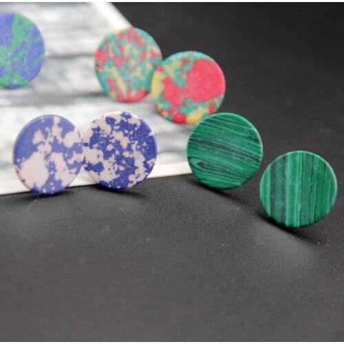 Fashion jewelry accessories items geometric round synthetic stone studs earrings for women muiti colors