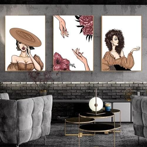Fashion Wall Poster Canvas Art Woman Female Pictures On The Wall Prints On Loft Decoration Home Decor Frameless Modern Painting