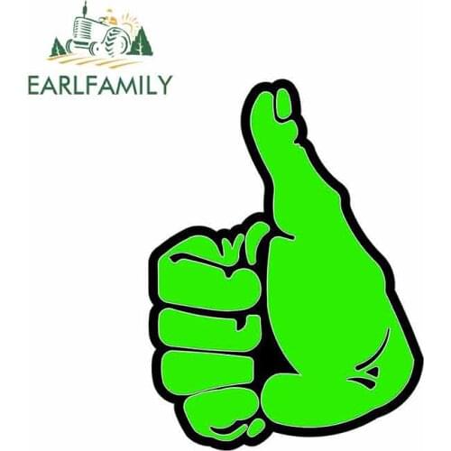 EARLFAMILY 13cm x 8.8cm For Thumbs Up Decal Sticker Green Funny Car Stickers Waterproof Suitable For VAN RV SUV Vinyl Material