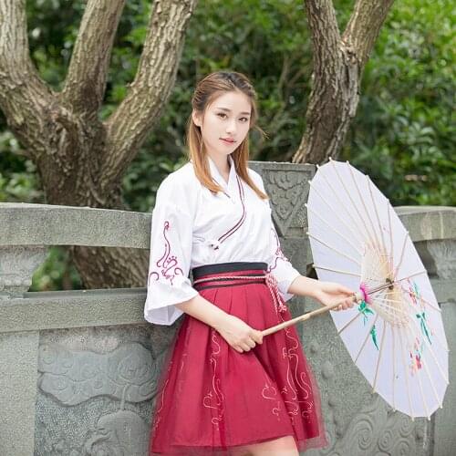 New Style Traditional Folk Dance Costumes Hanfu Costume Tang Dynasty Girls Clothes Ancient Chinese Clothing Top + Skirt