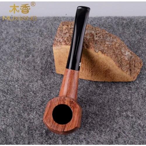 RU-10 Tools Set Rosewood Tobacco Pipe 9mm Filters Solid Wood Bent Acrylic Mouthpiece Smoking Pipe for Beginner Men’s Gift ad0020