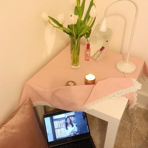 Pink lace tablecloth dormitory desk table cloth art decoration outdoor picnic cloth household kitchen table dust cloth