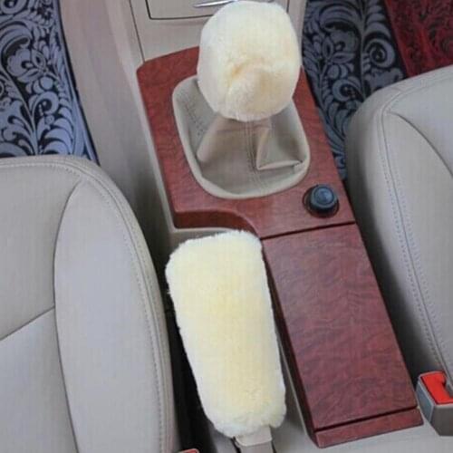 Universal Steering-wheel Plush Car Steering Wheel Covers Set Hand fur Cover & Car Faux Winter Interior Accessories Brake O0Y2