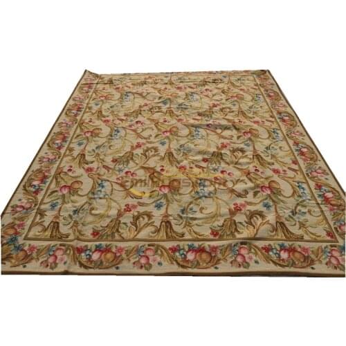 Completed Hand Crafted Needlepoint Colorful Floral Big Carpet For Living Room Handwoven Wool Carpets