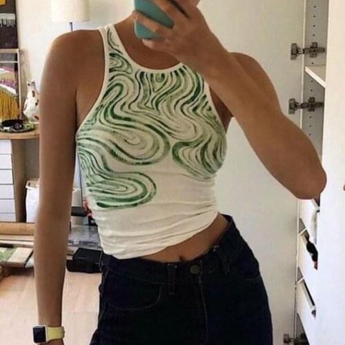 Y2k Knitted Tank Tops Sexy Crop Vest Print Harajuku Korean Female Off Shoulder White Vintage Summer Women Summer Corset Top