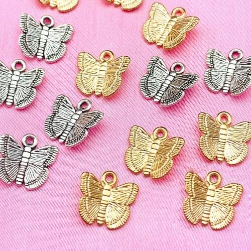 10Pcs Gold Silver Color Alloy Butterfly Charms Metal Insect Pendant Chamrs For DIY Jewelry Making Accessories Butterfly Earring