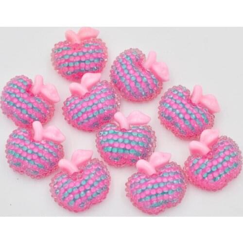 10PCS Double-deck Resin Candy Color Lattice Apple Flatback Rhinestone Children Ornaments DIY Scrapbook Crafts SF211