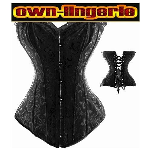 2 colors steel boned corset for adult women ruffle corset overbust steel bone w3269