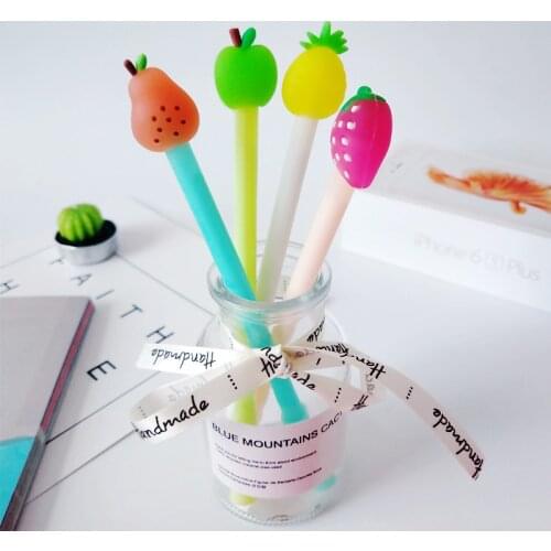 20PCs Gel Pens Korean Creative Cute Signature Pen Fruit Gel Pen Writing Tools School Supply Office Supplies Stationery Wholesale