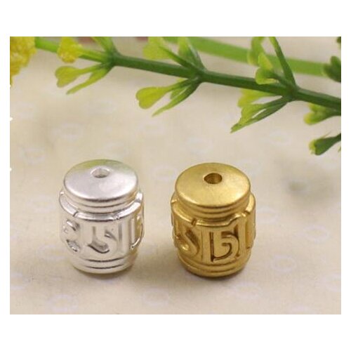 3D 100% 999 Silver Beads Pure Silver Tibetan Six Words Proverb Beads Real Silver Buddhist OM Mantra Beads DIY Bracelet Beads