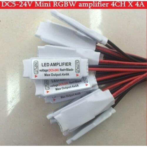 5pin Mini Led Amplifier Controller DC5-24V 4CH x 4A for RGB RGBW RGBWW RGBCW RGB+CCT Led Strip Light Signal Repeater Accessories