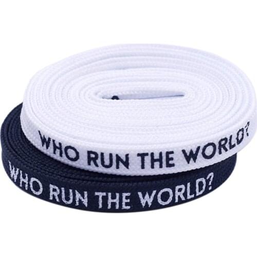 7MM Shoe Accessories Silk Screen Letter Printing Basketball Canvas Boots Falt Laces Lady Charmed White Black Shoecord