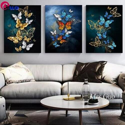 Diamond Painting Triptych Butterfly 5D DIY Diamond Embroidery Animal Cross Stitch Kit Rhinestone Mosaic Art Home Decoration 3pcs