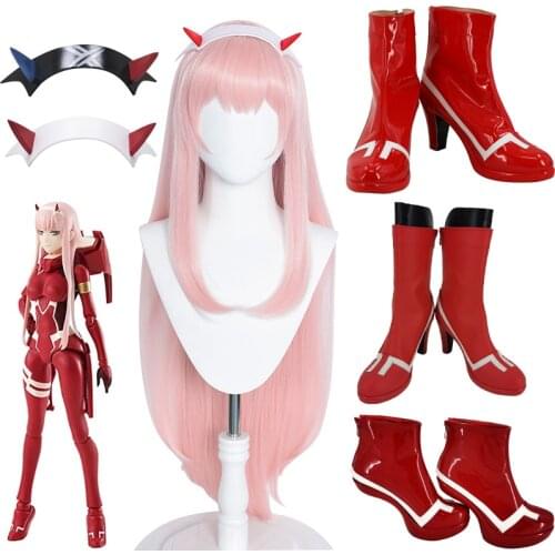 DARLING in the FRANXX ZERO TWO CODE:002 Anime Customize Wigs and headwear Cosplay Shoes Boots Halloween Cosplay props