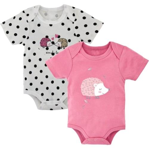 2020 New Baby Girl Bodysuit 2 Pcs Hedgehog Printed Bamboo Cotton Summer Short Sleeve Clothes Newborn Girls Boys Body