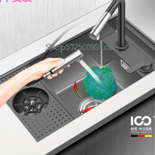 Black Hidden Cup Washer Sink Bar Counter Sink Coffee Shop Milk Tea Shop Commercial Small Sink Black King Kong