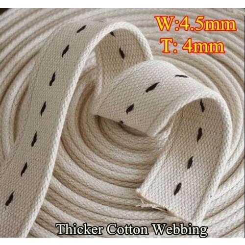 Natural color 45mm x40mm Medium Heavy weight cotton webbing thicker cotton tape bag belt DIY decorative free shipping 5m