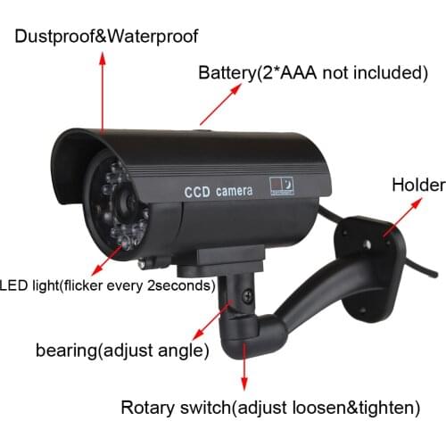 Black Fake Dummy Security CCTV Camera Waterproof IR LED Outdoor Indoor Surveillance Camera