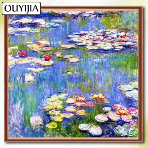 Claude Monet 5D DIY Diamond Famous Painting OUYIJIA Scenery Flowers Embroidery Painting Picture Of Rhinestone Diamond Mosaic