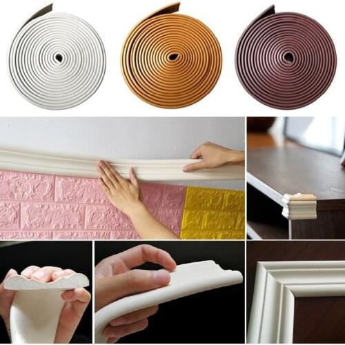 Wall Borders Line Sticker Wall Edges Sticker Flexible Self-Adhesive Foam Molding Trim Strips Edges for Corners Kitchen Window