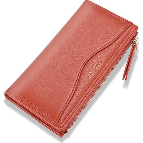 Womens Leather Wallet Long Multi-functional Purse Zipper Card Slot Bag Soft Female Clutch Wallets Large Capacity Phone Pocket