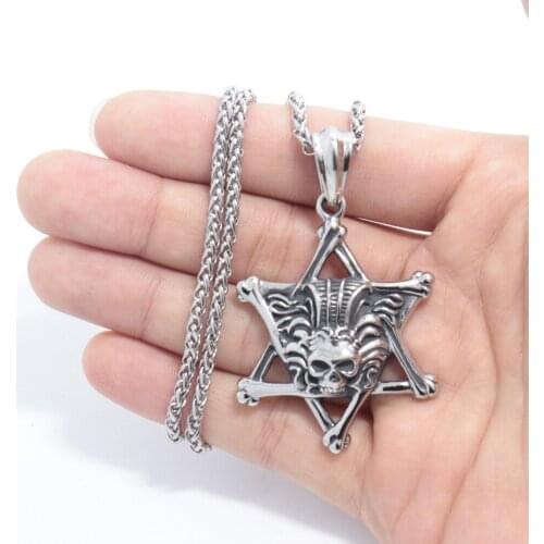 Creative Pentagram Domineering Skull Stainless Steel Pendants Fashion Personality SkeletonTitanium Steel Pendants