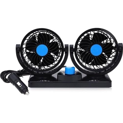 12V Mini Electric Vehicle Fan Low Noise 90 Degree Rotary 2 Gear Adjustable Air Cooling Fan