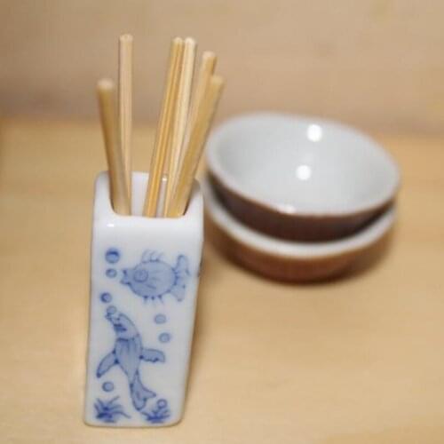 1/12 Miniature Dollhouse Chinese Chopsticks Tube Tableware Set Kitchen Toy Pretend Play Kitchen Toy Doll House Accessories