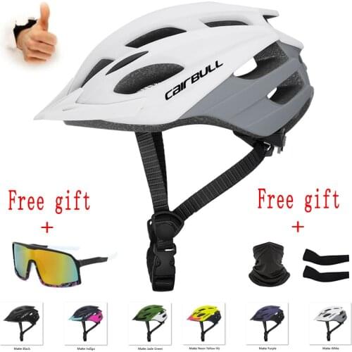 CAIRBULL DH MTB Ultralight Bicycle Helmet Road Bike Helmet Men Women Mountain Riding Cycling Integrally-molded Helmet Sunglasses