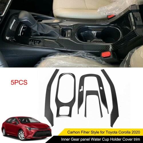 Stainless Steel For 2019 2020 Toyota Corolla Carbon Inner Gear panel Water Cup Holder Cover trim Car Interior Stickers