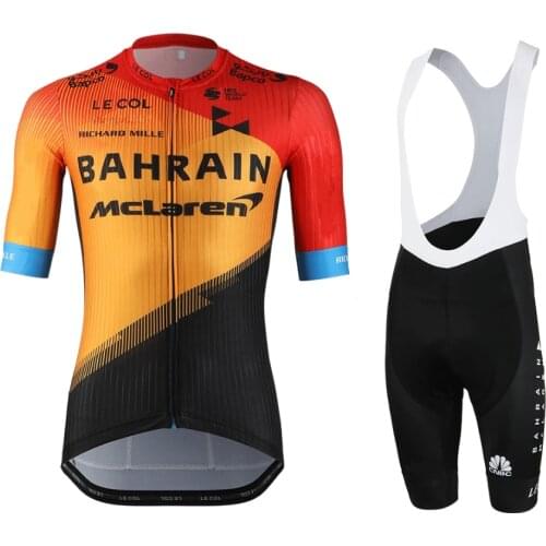 2021 New Maillot Bahrain Mclaren Cycling jersey set short sleeve bike wear racing bicycle clothes clothing cycling apparel Kits