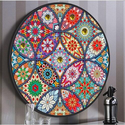 New Designs Round Frame Diamond Painting With Sling Tassles Flowers Pattern Diamond Embroidery Cross Stitch Home Wall Decor