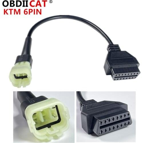 OBDIICAT For KTM 6 pin to OBD 16 pin adapter cable for ECU software to Motorcycle motorbikes 6pin cable