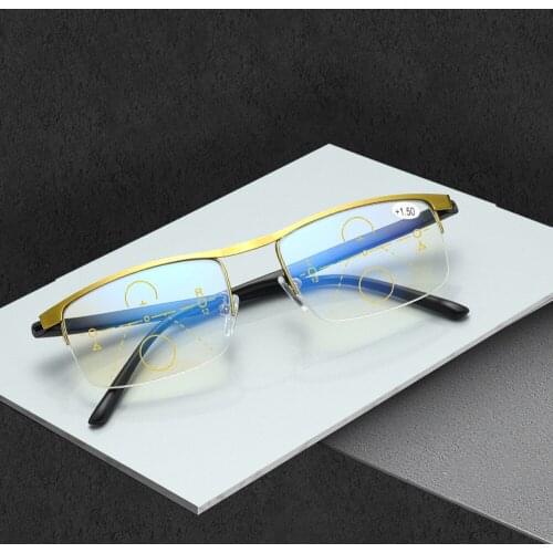 Women Men Rectangle Half-rim Ultralight Progressive Mutifocus Reading Glasses +0.75 +1 +1.25 +1.5 +1.75 +2 +2.25 +2.5 +2.75 To+4
