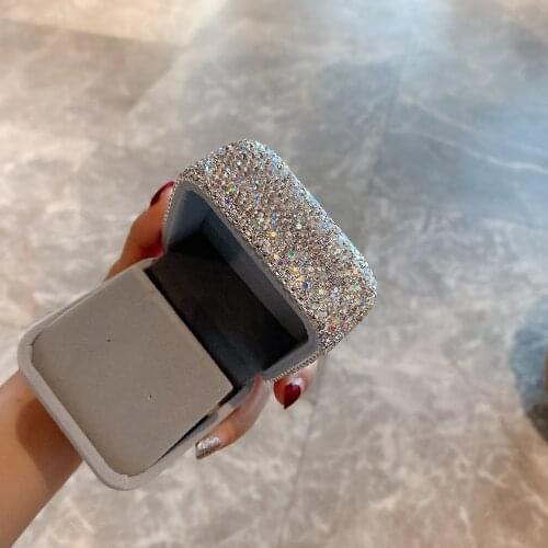 Sparkling Earring Organizer Necklace Holder with Diamond Luxury Jewelry Boxes and Packaging Gray Jewelry Box Gift for Men Women