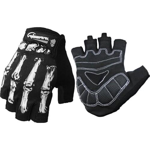 1 Pair 3D Print Cycling Gloves Half Finger Anti-Slip Bike Bicycle Sports Mesh Winter Skull Skeleton Goth Racing Motocross Gloves