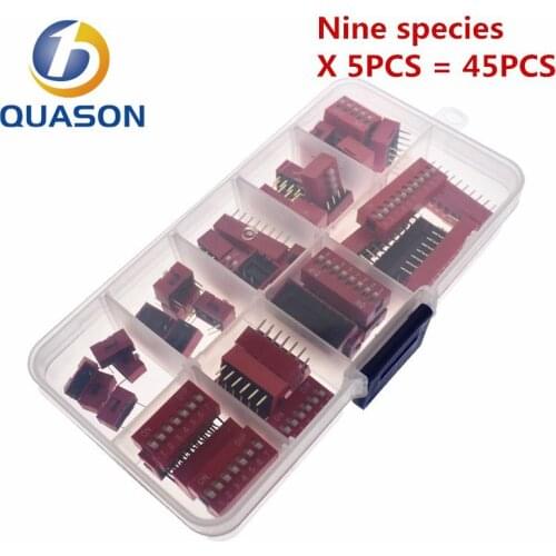 Dip Switch Kit In Box 1 2 3 4 5 6 7 8 10 Way 2.54mm Toggle Switch Red Snap Switches Mixed Kit Each 5PCS Combination Set