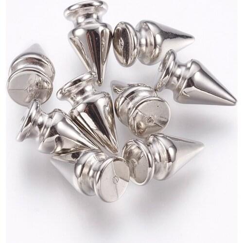 50pcs CCB Plastic Rivets No Hole Cone Cabochons for Punk Jewelry DIY Bracelets Sewing Crafts Handmade Accessories 13x7mm