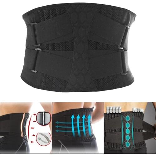 Waist Support Brace Double Compression Lumbar Straps with Steel Plate Band