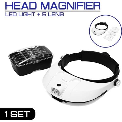 Dental Magnifier Portable Dentist Head Loupes Binocular Glass Head LED Light Jewelry Magnifiers Optical Medical Instrument