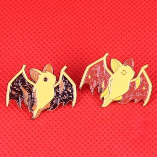 Ghost bat enamel pin starry night forest friends brooch cute spooky animal badge Halloween jewelry couple night owls gift