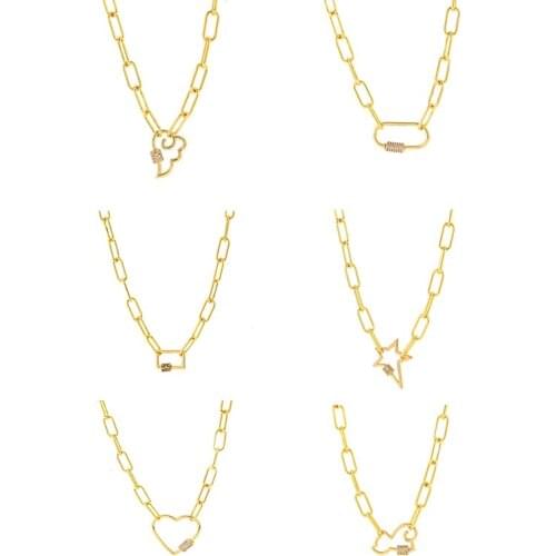 Daihe Simple Heart 18K Gold Pendant Necklace Women Cloud Star 3A Zircon Copper LOVE Necklaces Women Gift Jewelry Wholesale 2021