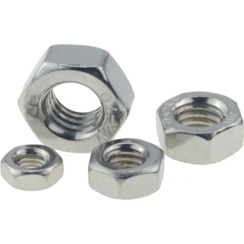 A2 304 Stainless Steel Hex Hexagon Nut M1.6 M2 M2.5 M3 M4 M5 M6 M8 M10 M12 M14 M16 M18 M20 M22 M24 M27 M30 Screw Bolt