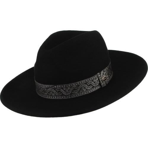 European American Fedoras Hat Men Women Common National Style Wool Fedora Cap Adult Lady Male Flat Brim Party Banquet Caps H7202