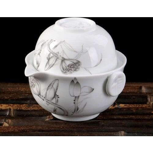 Blue and White Ceramic Porcelain Tea Set Teaware Quick-off Cup Kung Fu Tea Set A Pot A Cup Portable Tea Set Tea Pot and Cup Set