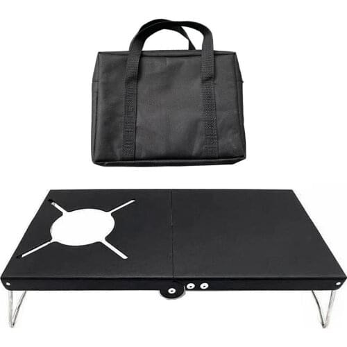 Stainless Steel Outdoor Folding Table Windproof Camp Stove Table With Storage Bag For Dining Hiking Fishing Picnics Durable