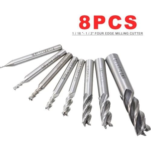 Carbide End Mills Woodworking Milling Cutting Tool 4 Flutes Metal Drilling Bit High Precision Metal Cutter Router Bits
