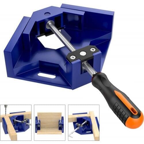 Right Angle Clamp Single Handle Corner Clamp Adjustable Swing Jaw 90 Degree Clip Clamp Tool Woodworking Frame Vise Holder
