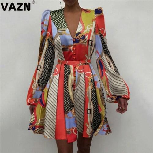 VAZN Top Quality 2021 Celebrity Evening Party Dresses Deep V-neck Women Elegant Fashion Slim Dress Club Birthday Shinny Dress